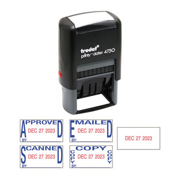 Trodat® Printy Economy 5-in-1 Date Stamp, Self-inking, 1" X 1.63", Blue-red freeshipping - TVN Wholesale